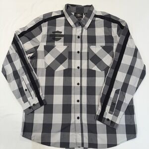 Harley-Davidson Long Sleeve Button Shirt  XL Black/Gray Plaid See Description